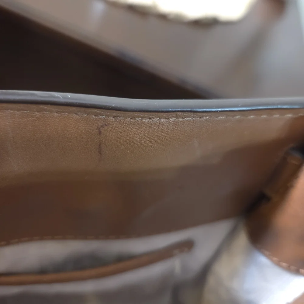 EUC Michael Kors Denim Crossbody with Brown Leather Trim - Picture 6 of 10